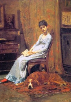  set Oil Painting - The Artists Wife and his setter Dog Realism portraits Thomas Eakins